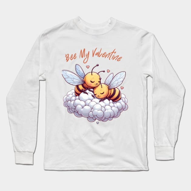 couple of bees embracing on a cloud, Bee My Valentine Long Sleeve T-Shirt by StyleTops